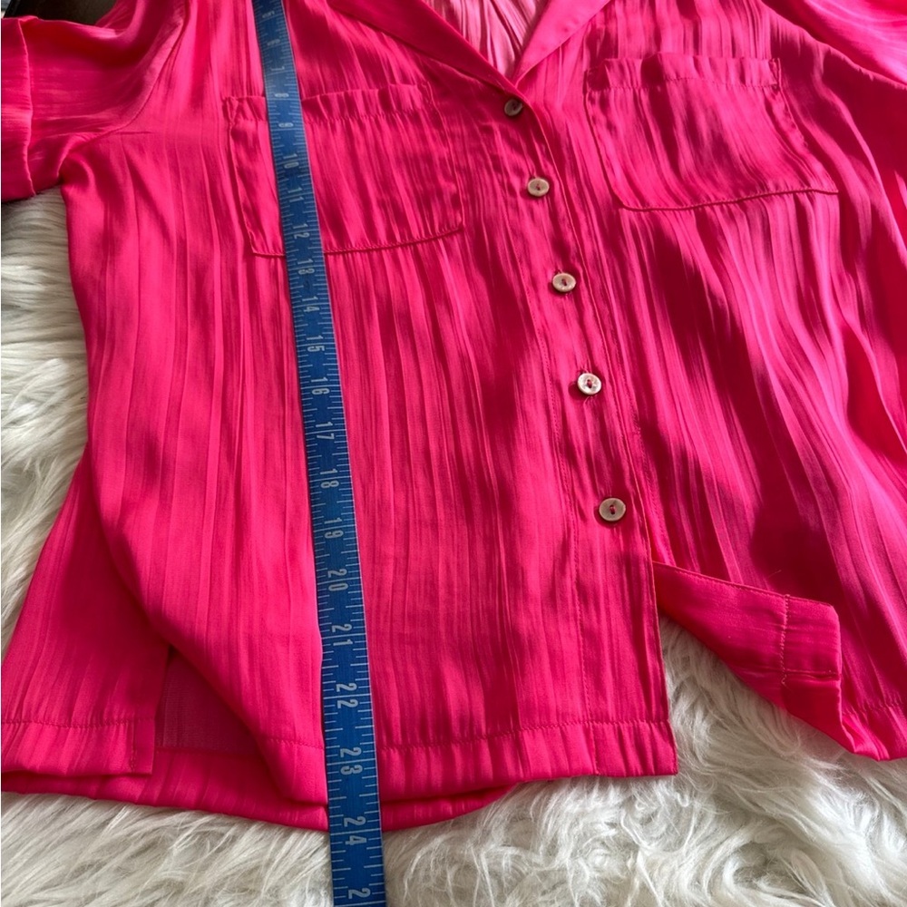Anthropologie Pink Notched Collar Button Down Shirt - Picture 8 of 8